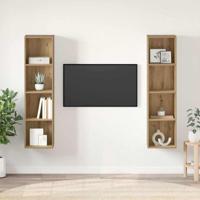 TV-kast 2 pcs Bruin 37 x 37 x 142.5 cm Bewerkt hout - thumbnail