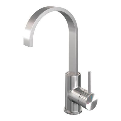 Brauer Stripe hoge opbouw wastafelmengkraan met draaibare platte uitloop model A RVS-kleurig geborsteld PVD
