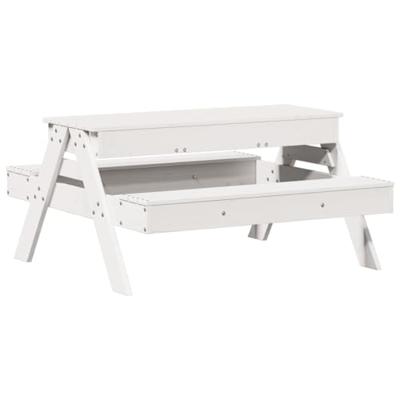 Picknicktafel met zandbak voor kinderen massief grenenhout wit