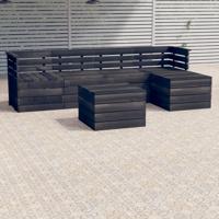 vidaXL 6-delige Loungeset pallet massief grenenhout donkergrijs - thumbnail