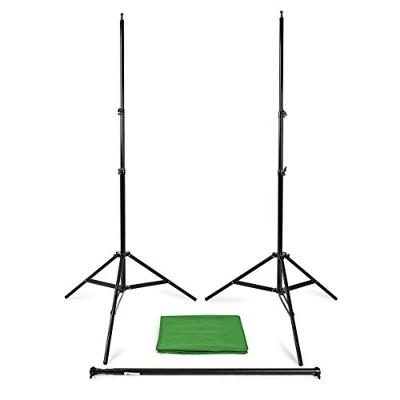 Set Achtergronddoeken voor Fotostudio - 1,90 x 2,95 m - Inclusief reistas - Statieven inbegrepen - Zwart - 1 Stuks