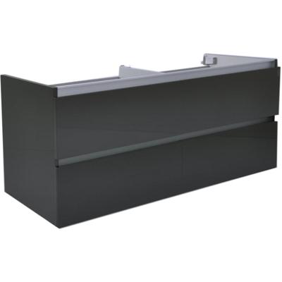 Wiesbaden Vision Onderkast Met 4 Laden 2 Uitsparingen - 120x46cm - Hoogglans Grijs