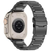 By Qubix - Titanium H-type schakelband - Zwart - Compatible met Apple Watch 44mm / 45mm / 46mm / 49mm - Compatible Apple watch bandjes - thumbnail