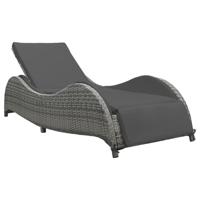 Ligbed met kussen poly rattan antraciet - thumbnail