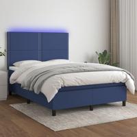 Boxspring met matras en LED stof blauw 140x190 cm - thumbnail