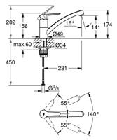 GROHE bau eco Keukenkraan - laag - draaibare uitloop - chroom 31680000 - thumbnail