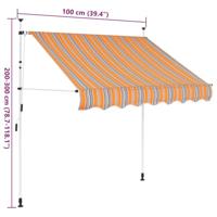 Luifel handmatig uittrekbaar 100 cm geel en blauwe strepen - thumbnail