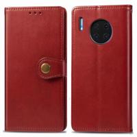 Voor Huawei mate 30 Pro retro effen kleur lederen gesp telefoon geval met Lanyard & fotolijstjes & kaartsleuf & portemonnee & stand functie (rood) - thumbnail
