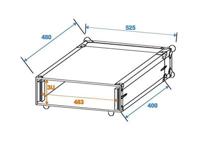 Roadinger Effect Rack CO DD 19 inch flightcase 3HE 400mm diep