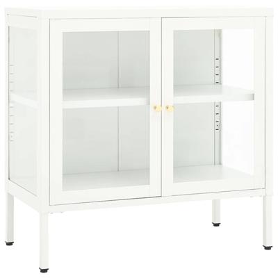 Dressoir 70x35x70 cm staal en glas wit Dressoir 70x35x70 cm staal en glas wit
