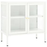 Dressoir 70x35x70 cm staal en glas wit - thumbnail