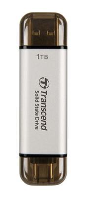 Transcend ts1tesd310s esd310s external ssd, 1tb, usb 10gbps, type c/a, 1050 mb/s, silver