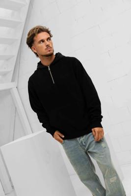 Malelions Fleece Nylon Half Zip Hoodie Heren Zwart - Maat M - Kleur: Zwart | Soccerfanshop