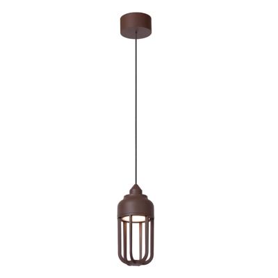 Lucide WELLS - Hanglamp Binnen/Buiten - Ø 10 cm - LED - 1x8W 2700K - IP54 - Roest bruin - Essential Lucide WELLS - Hanglamp Binnen/Buiten - Ø 10 cm - LED - 1x8W 2700K - IP54 - Roest bruin - Essential