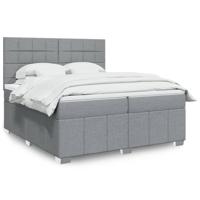 Boxspring met matras stof lichtgrijs 200x200 cm - thumbnail