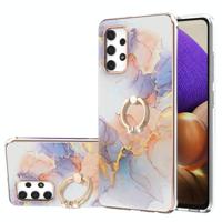 Voor Samsung Galaxy A32 4G EU-versie Electroplating Pattern IMD TPU Shockproof Case met Rhinestone Ring Holder (Milky Way White Marble) - thumbnail