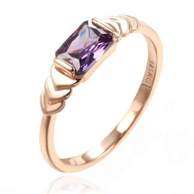 Cilla Jewels Damesring met Grote Rechthoekige Paarse Zirkonia-20mm