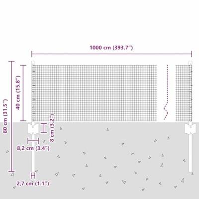 VidaXL Hek met paal zilver 0,4 x 10 m staal