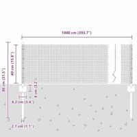 VidaXL Hek met paal zilver 0,4 x 10 m staal - thumbnail