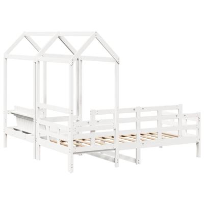 Kinderbed met huisje en bankje massief grenenhout wit 80x200 cm