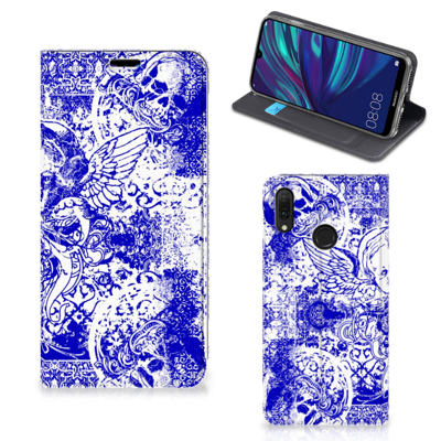 Mobiel BookCase Huawei Y7 hoesje Y7 Pro (2019) Angel Skull Blauw Mobiel BookCase Huawei Y7 hoesje Y7 Pro (2019) Angel Skull Blauw