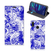 Mobiel BookCase Huawei Y7 hoesje Y7 Pro (2019) Angel Skull Blauw - thumbnail