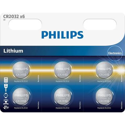 Philips CR2032 3v lithium knoopcel batterij (6 stuks)