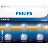Philips CR2032 3v lithium knoopcel batterij (6 stuks) - thumbnail