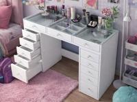 Make-up tafel JESSIE 13 lades wit - thumbnail