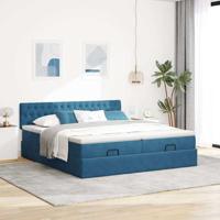 Ottoman bed met matrassen en LED's 160x200cm fluweel - thumbnail