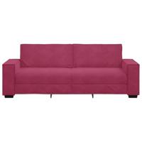 Driezitsbank 180 cm fluweel wijnrood - thumbnail