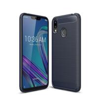 Geborsteld textuur Carbon Fiber schokbestendig TPU Case voor ASUS ZenFone Max (m2) (marineblauw) - thumbnail