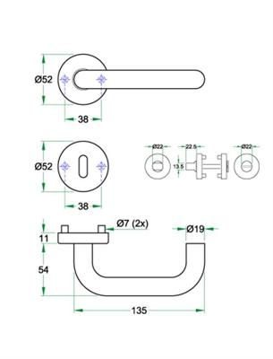 Krukgarn UNO rvs mat WC 8mm