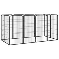 VidaXL Hondenkennel 12 panelen 50 x 100 cm gepoedercoat staal zwart - thumbnail