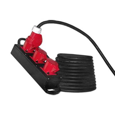 2 meter krachtstroom verlengkabel 16A 5-polig 5 x 2,5mm² 400V zwart IP44 verdeeldoos