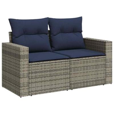 8-delige Loungeset met kussens poly rattan acacia bruin