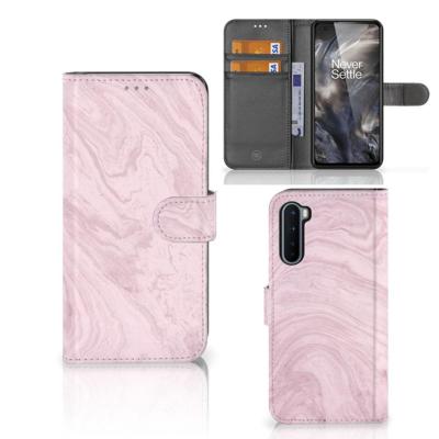 OnePlus Nord | Bookcase | Marble Pink - Origineel Cadeau Vriendin OnePlus Nord | Bookcase | Marble Pink - Origineel Cadeau Vriendin