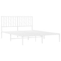 Bedframe met hoofdbord metaal wit 140x200 cm - thumbnail