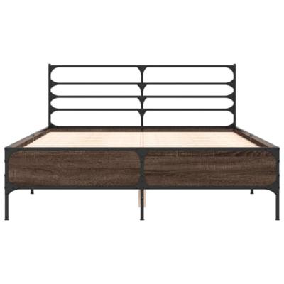 Bedframe bewerkt hout metaal bruin eikenkleur 140x190 cm
