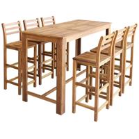 7-delige Bartafel en -stoelenset massief acaciahout - thumbnail