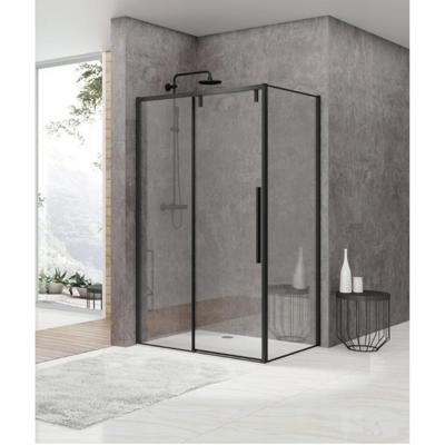 Van Rijn Products ST06 Softclose schuifdeur - 178.5x200cm - helder glas - dikte 8mm - tbv hoekcabine - incl. greep - zwart ST06350180ZW