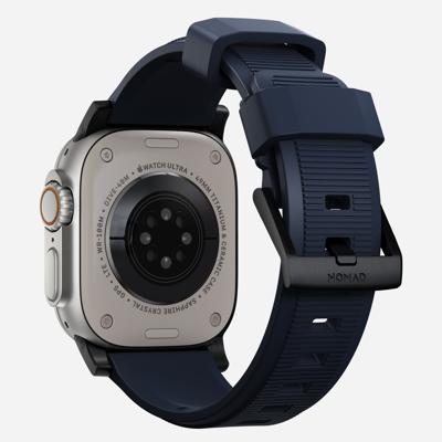 Nomad Rugged Strap Apple Watch (Ultra) 42mm / 44mm / 45mm / 49mm Atlantic Blue Connector Black