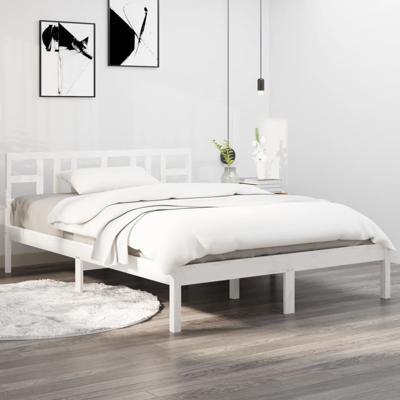 Bedframe massief hout wit 120x190 cm
