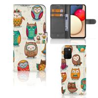 Samsung Galaxy A03s | Telefoonhoesje | Met pasjeshouder | Vrolijke Uilen - thumbnail