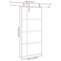 Schuifdeur met beslagset 102,5x205 cm gehard glas zwart - thumbnail