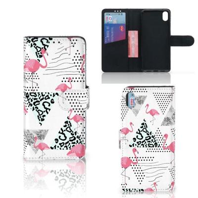 Xiaomi Redmi 7A | Telefoonhoesje | Met pasjeshouder | Flamingo Triangle