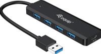Equip Hub + USB-C-adapter 128959 USB-hub 5 poorten USB-A USB 3.0 5 GBit/s Met USB-C stekker Zwart - thumbnail