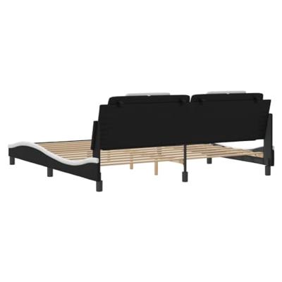 Bedframe "Viana" zonder matras kunstleer zwart en wit 200x200 cm
