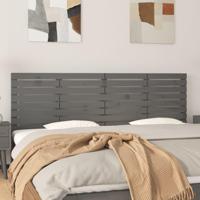 Hoofdbord wandmontage 206x3x63 cm massief grenenhout grijs - thumbnail