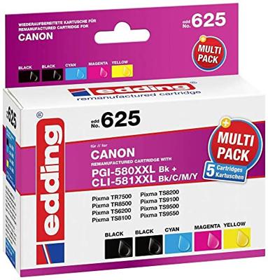 Edding Inktcartridge vervangt Canon PGI-580PGBK XXL, CLI-581C XXL, CLI-581M XXL, CLI-581Y XXL Compatibel Combipack Kleur EDD-625 18-625